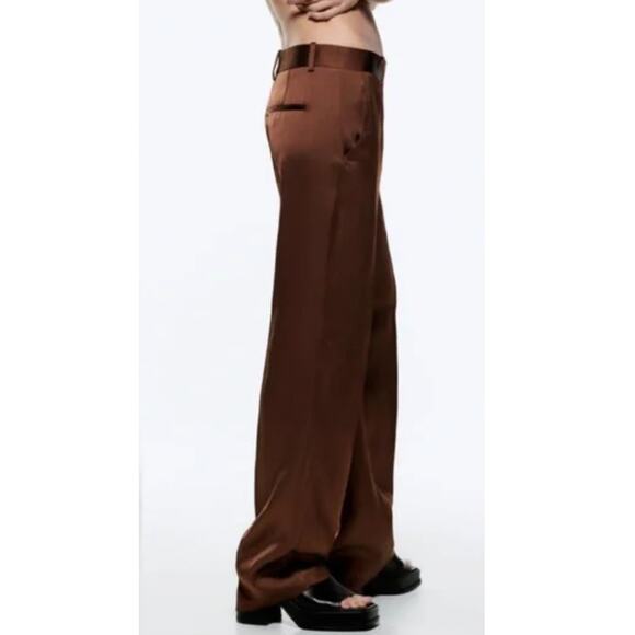 Zara Brown Wide Leg Pants - Picture 1 of 11